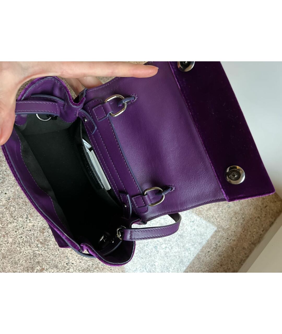 ELENA GHISELLINI Фиолетовая бархатная сумка тоут, фото 6
