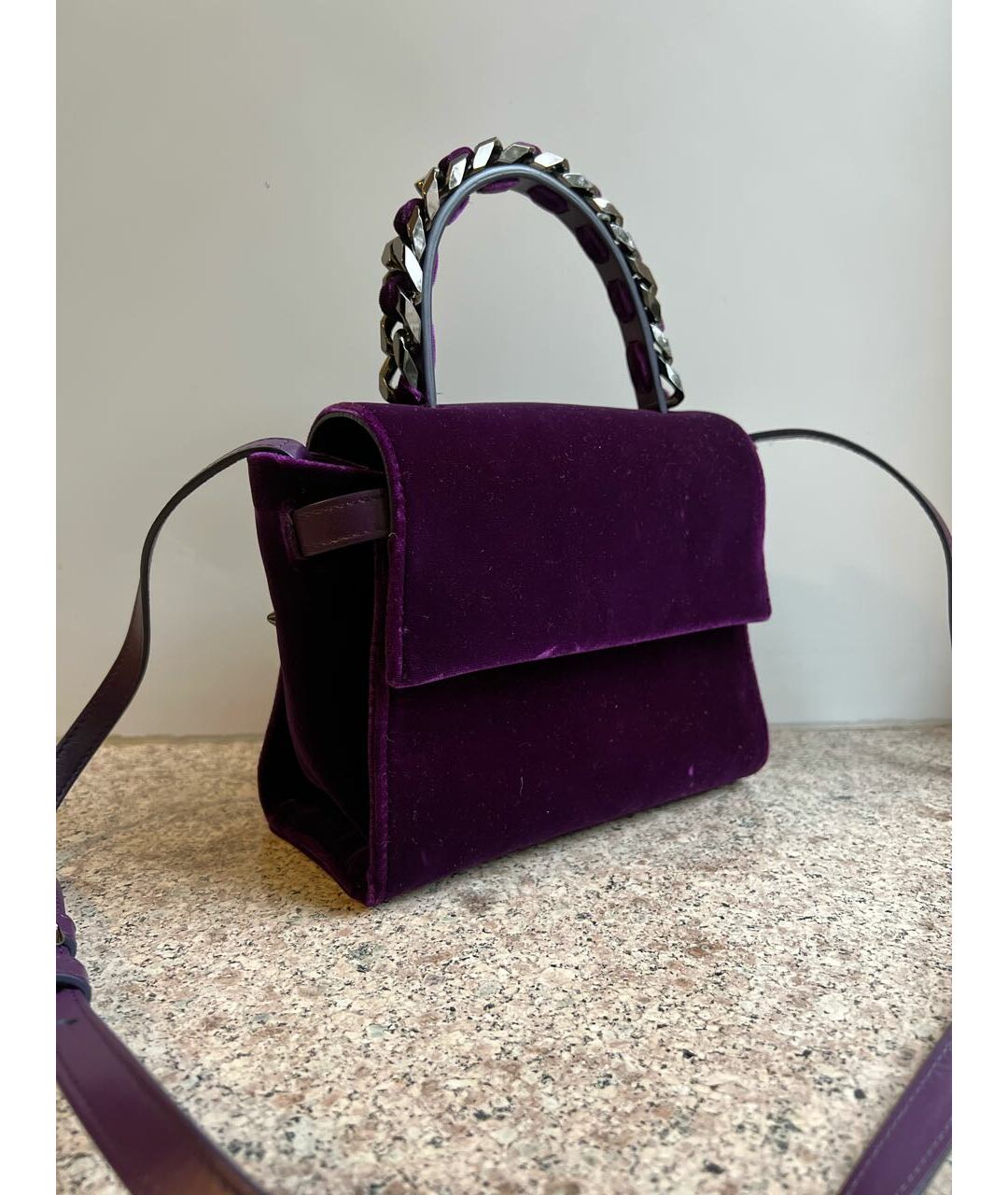 ELENA GHISELLINI Фиолетовая бархатная сумка тоут, фото 2