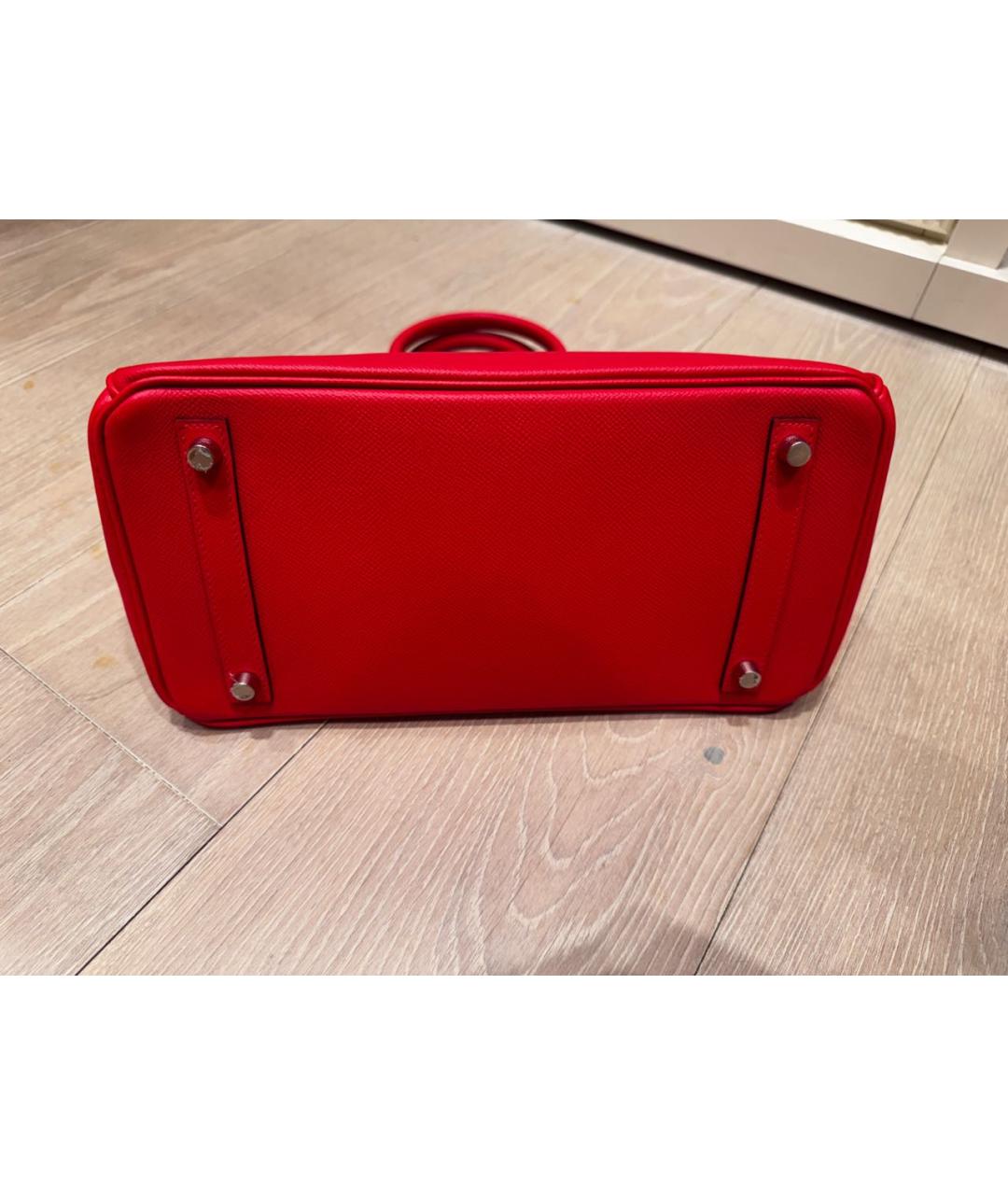 HERMES Красная кожаная сумка с короткими ручками, фото 6