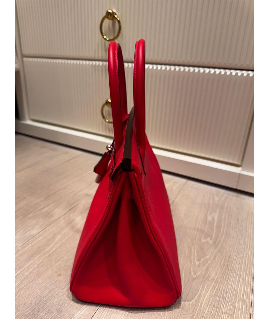 HERMES Красная кожаная сумка с короткими ручками, фото 2