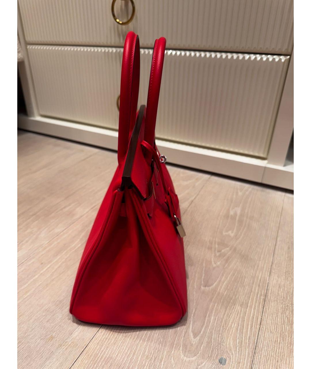 HERMES Красная кожаная сумка с короткими ручками, фото 3