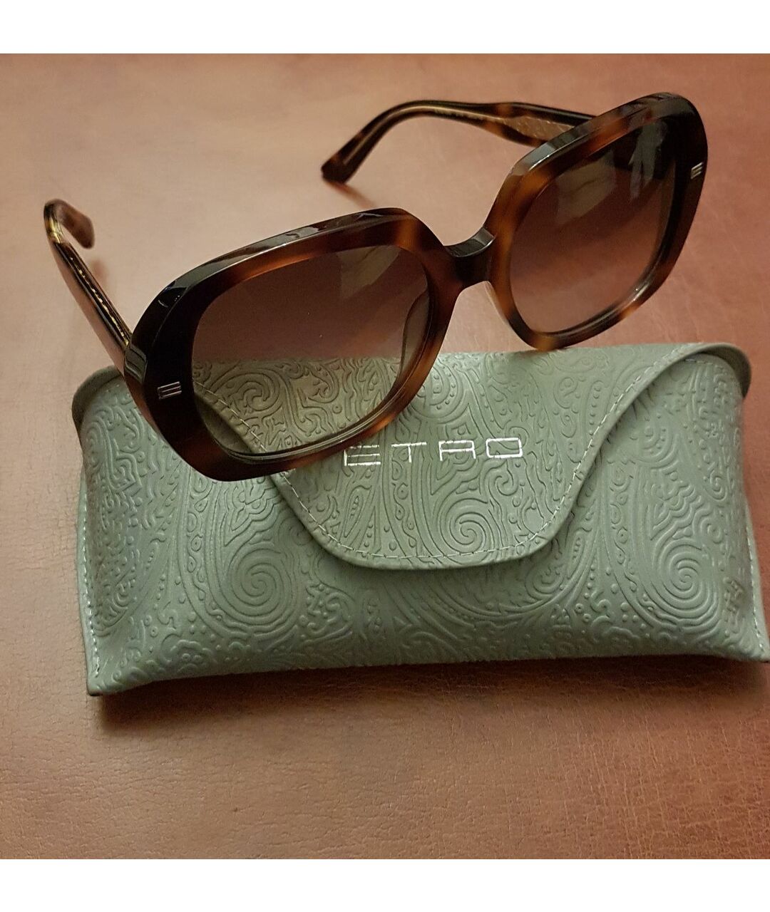 ETRO Коричневые пластиковые солнцезащитные очки, фото 2
