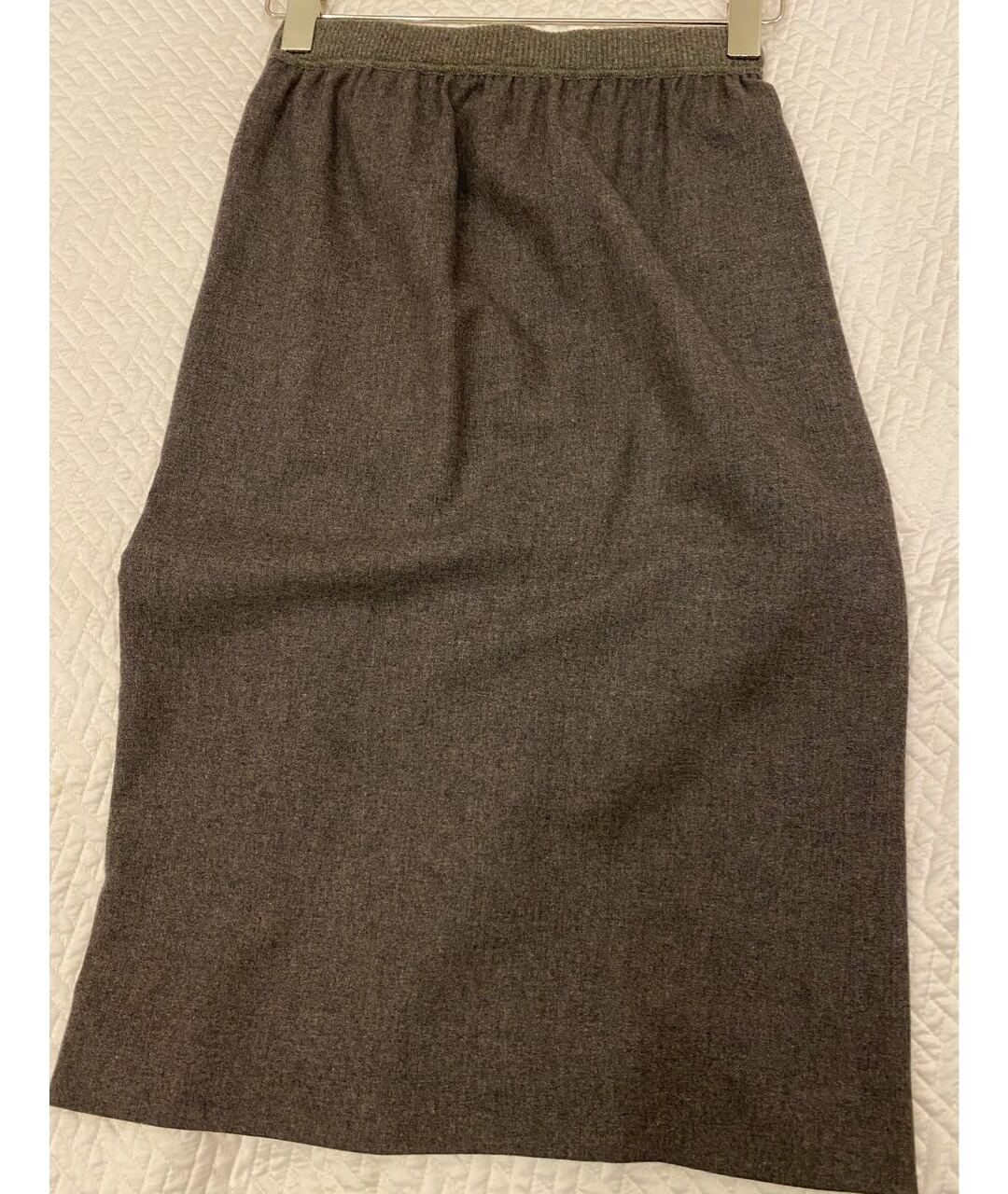 HERMES Серая кашемировая юбка миди, фото 2