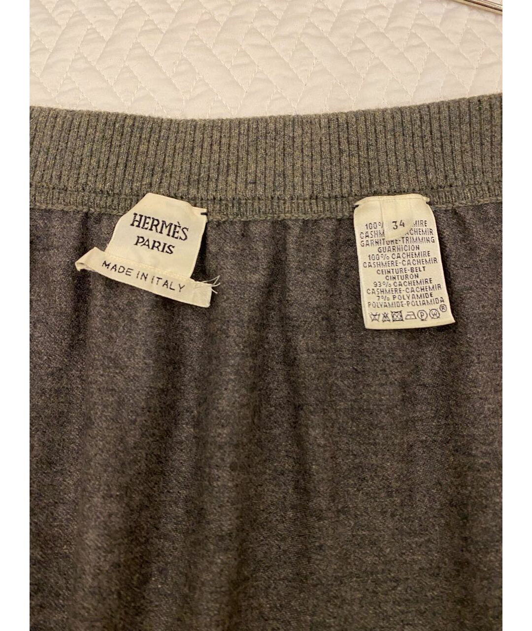 HERMES Серая кашемировая юбка миди, фото 5