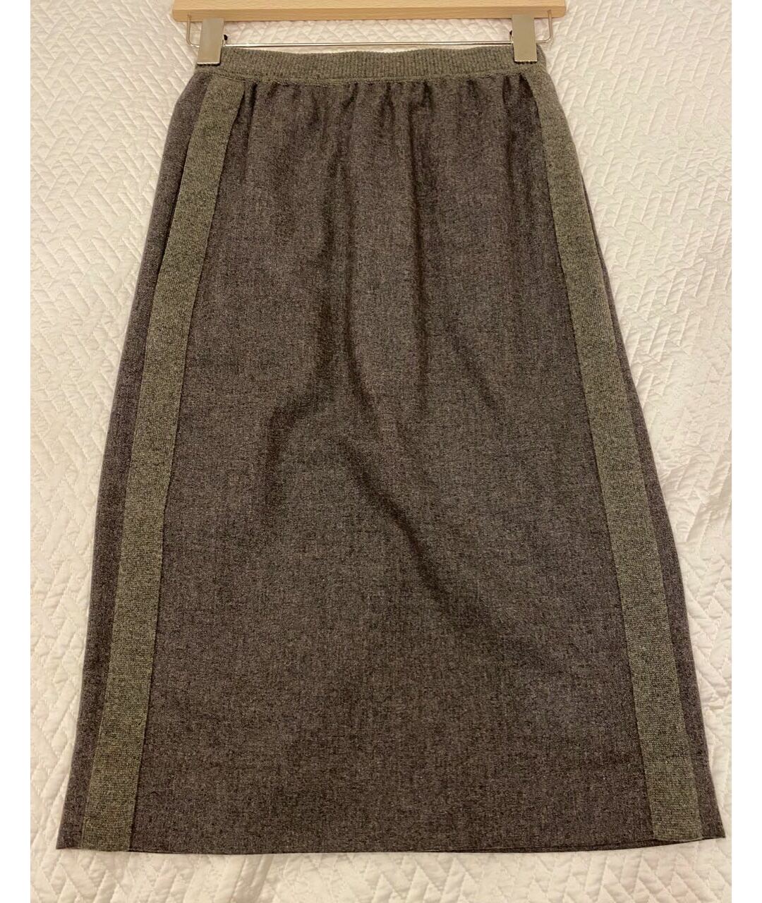 HERMES Серая кашемировая юбка миди, фото 6