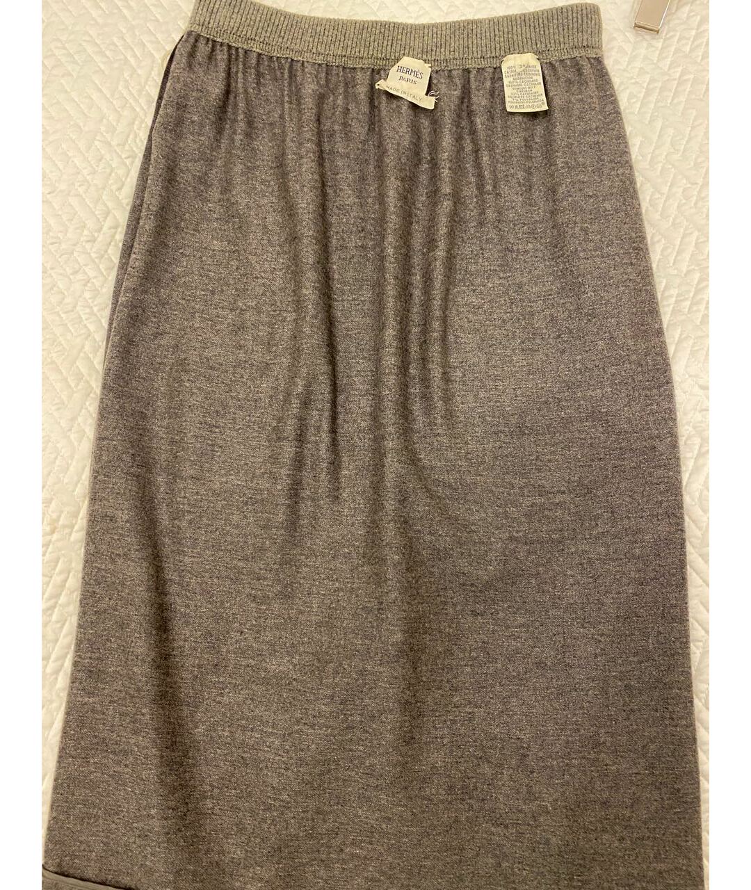 HERMES Серая кашемировая юбка миди, фото 3