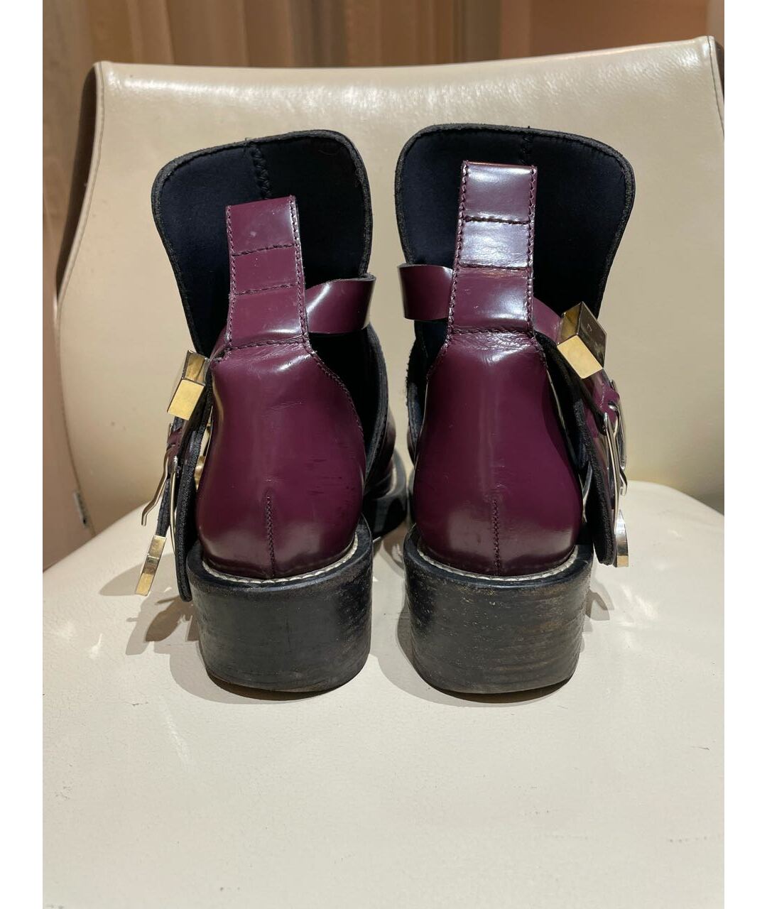 BALENCIAGA Бордовые кожаные ботинки, фото 4