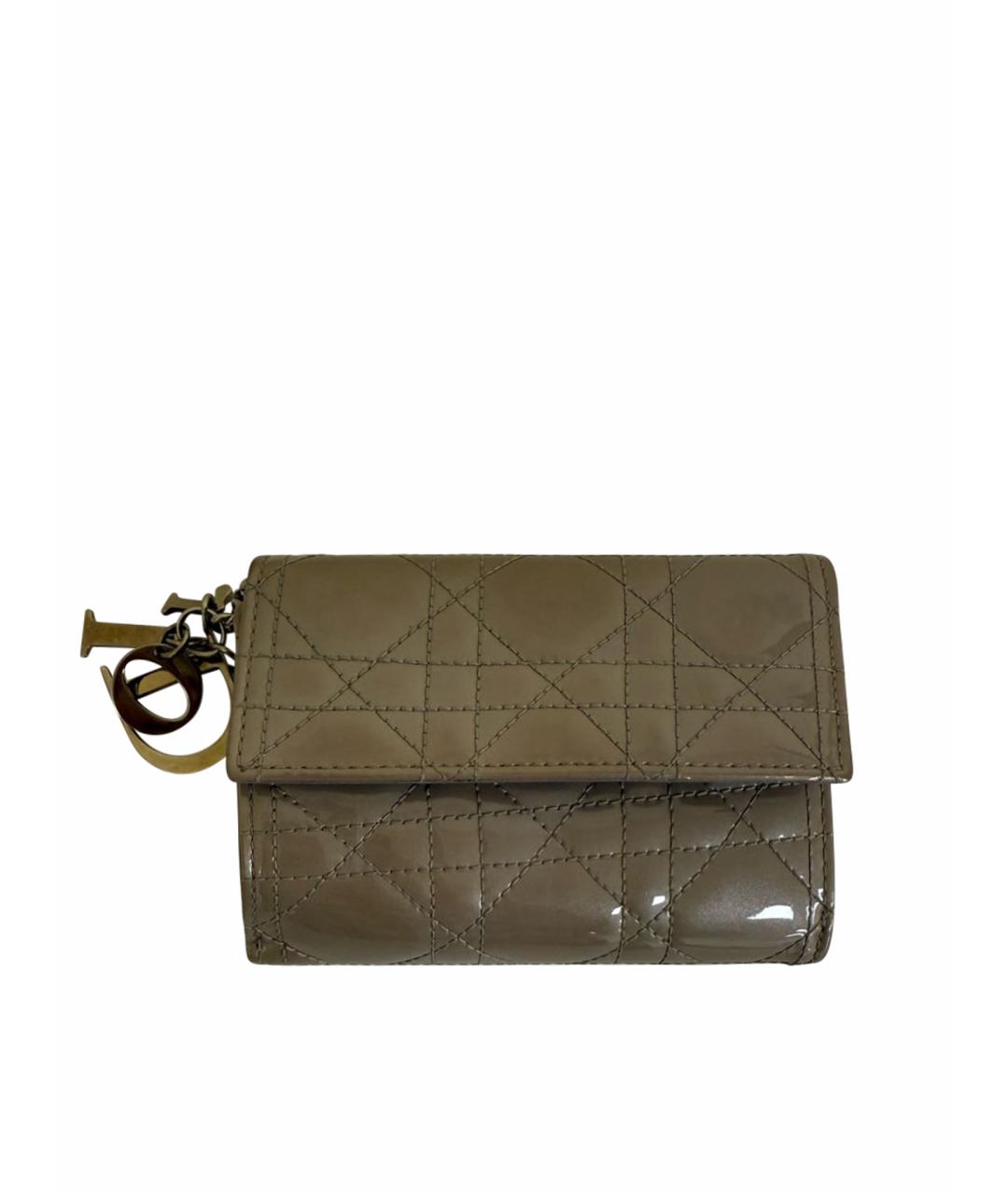 CHRISTIAN DIOR Серый кожаный кошелек, фото 1