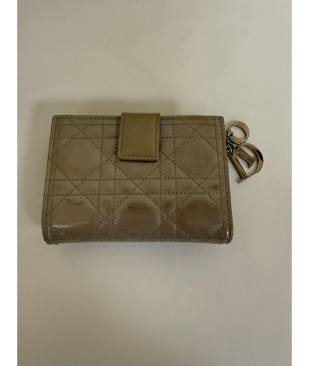 CHRISTIAN DIOR Серый кожаный кошелек, фото 2
