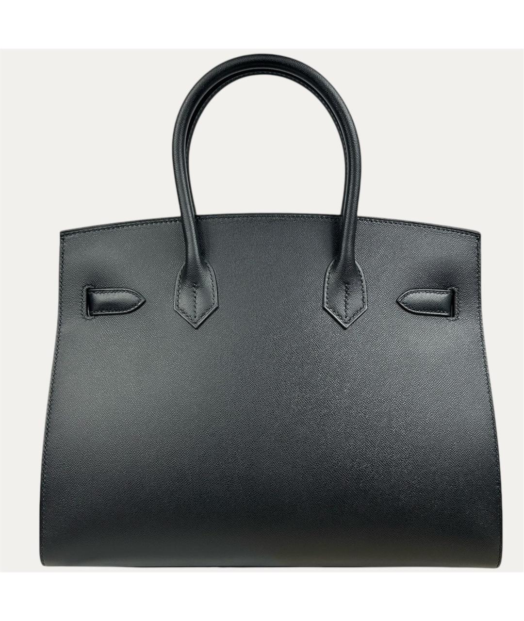 HERMES Черная кожаная сумка с короткими ручками, фото 4