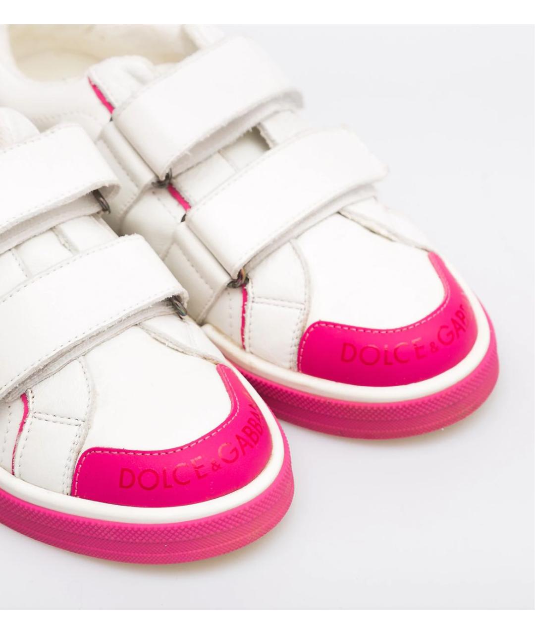 DOLCE&GABBANA Белые кожаные кеды, фото 3