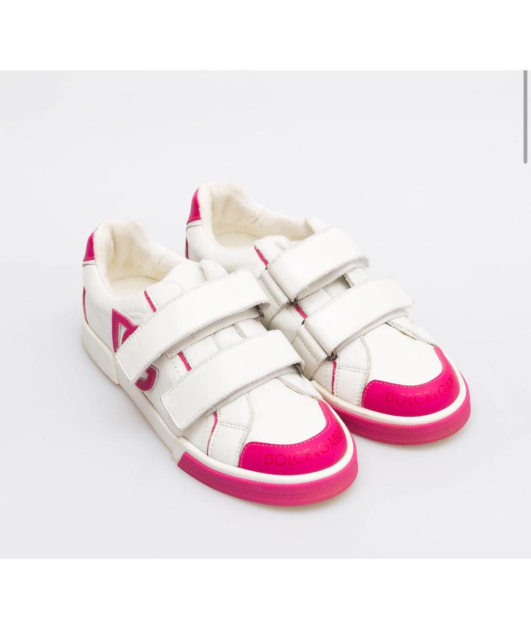 DOLCE&GABBANA Белые кожаные кеды, фото 2