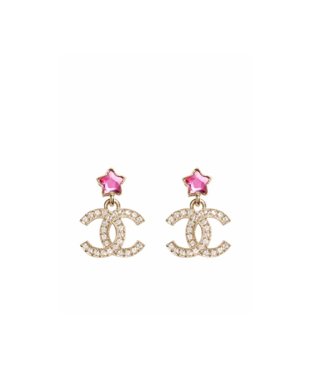CHANEL Розовые металлические серьги, фото 1