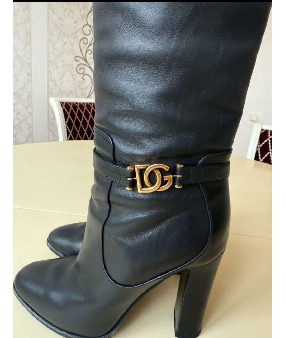 DOLCE&GABBANA Черные кожаные сапоги, фото 6
