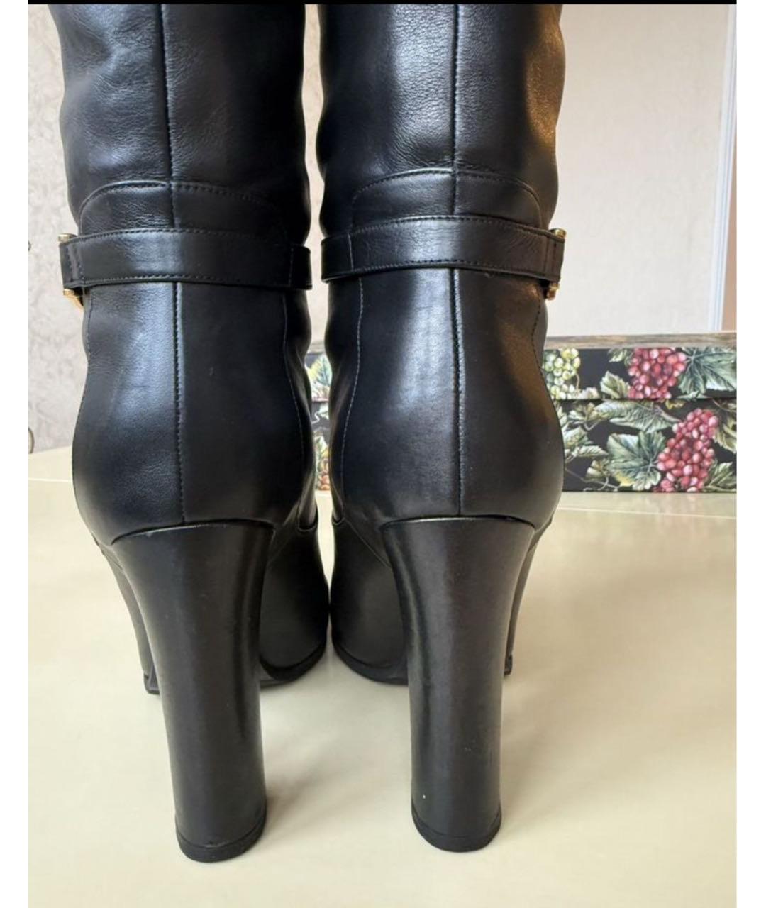 DOLCE&GABBANA Черные кожаные сапоги, фото 4