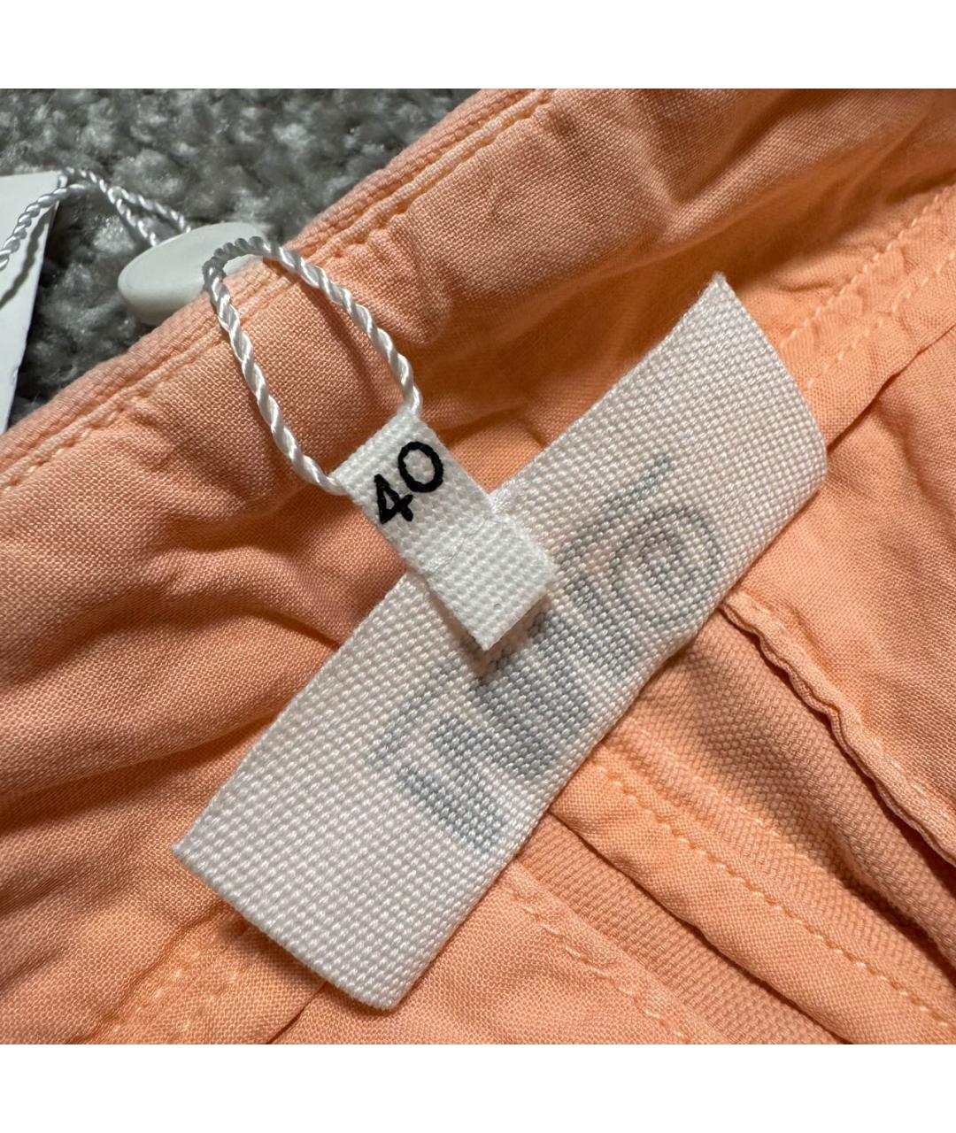 MM6 MAISON MARGIELA Коралловые хлопко-эластановые прямые брюки, фото 6
