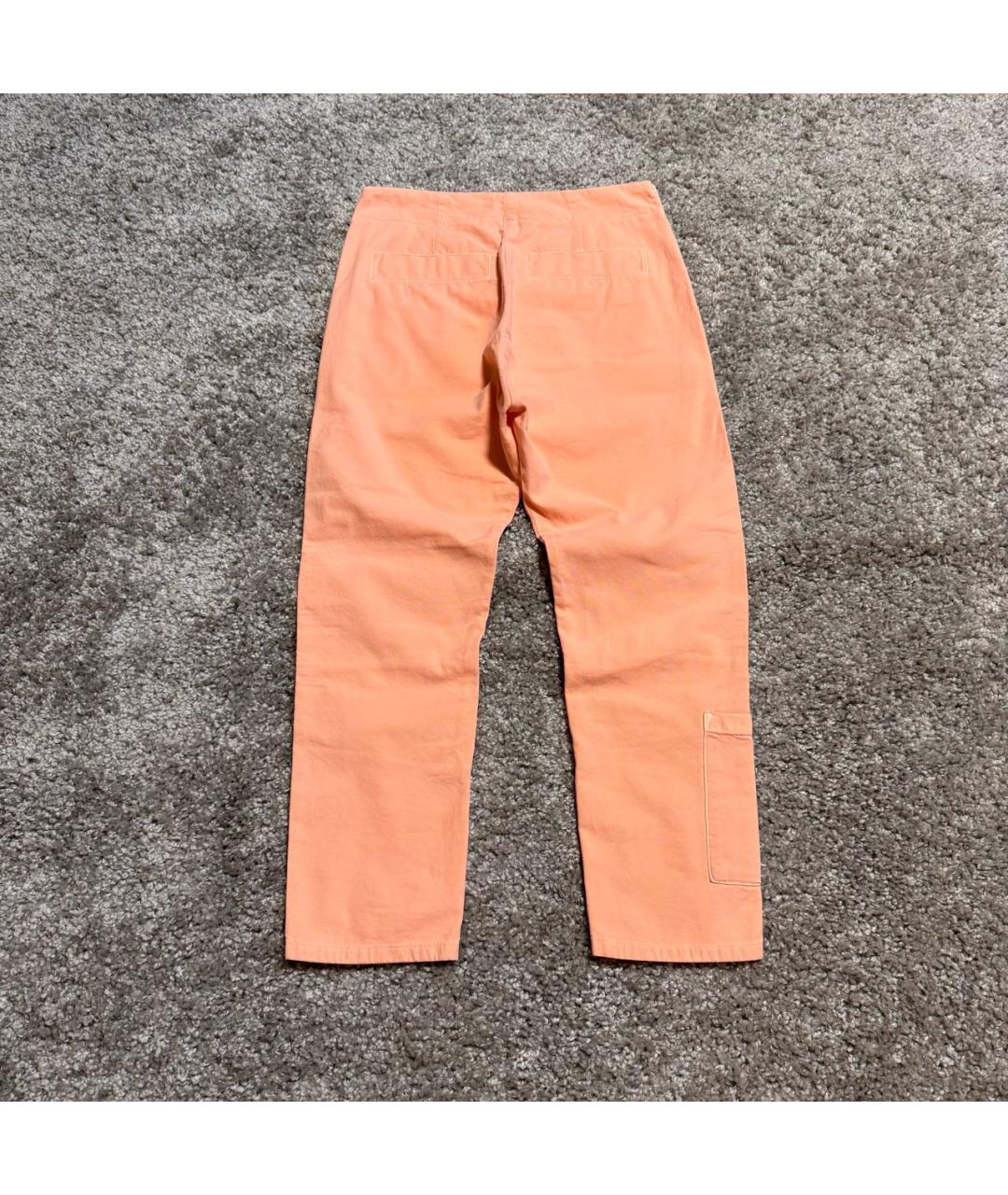 MM6 MAISON MARGIELA Коралловые хлопко-эластановые прямые брюки, фото 2