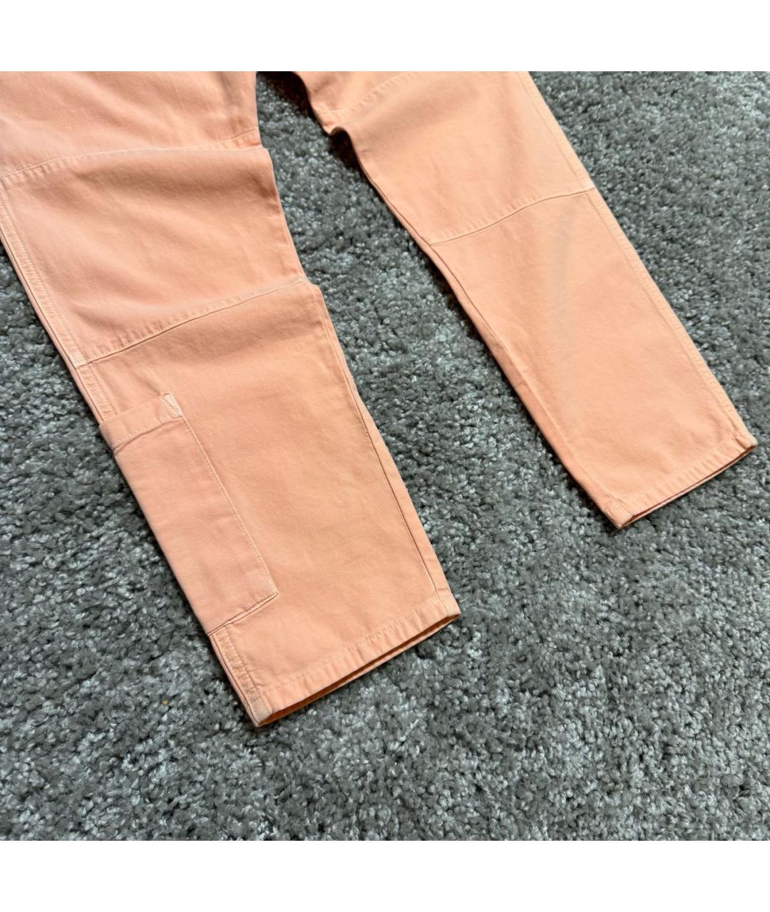 MM6 MAISON MARGIELA Коралловые хлопко-эластановые прямые брюки, фото 3