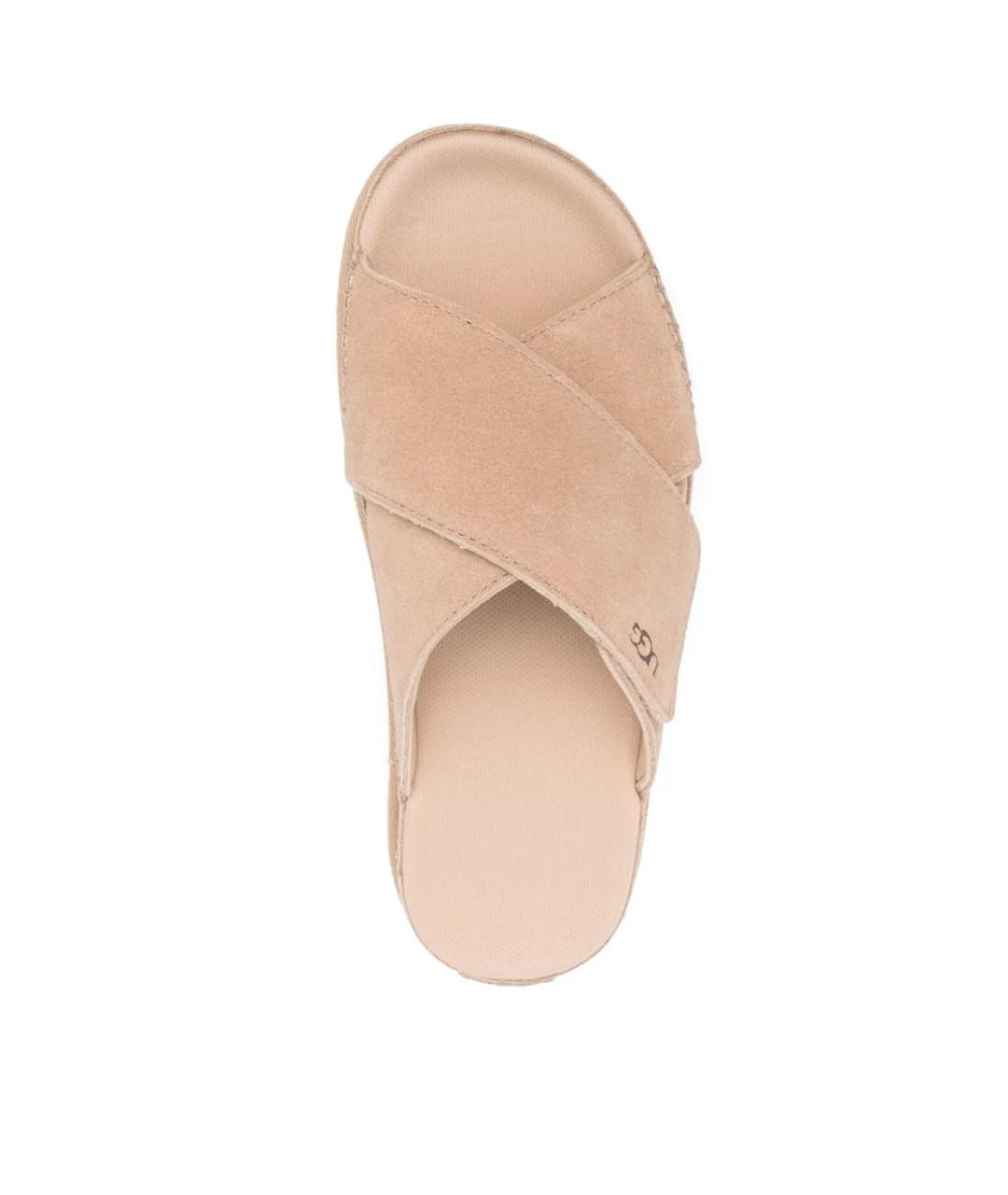 UGG AUSTRALIA Бежевые замшевые сандалии, фото 4