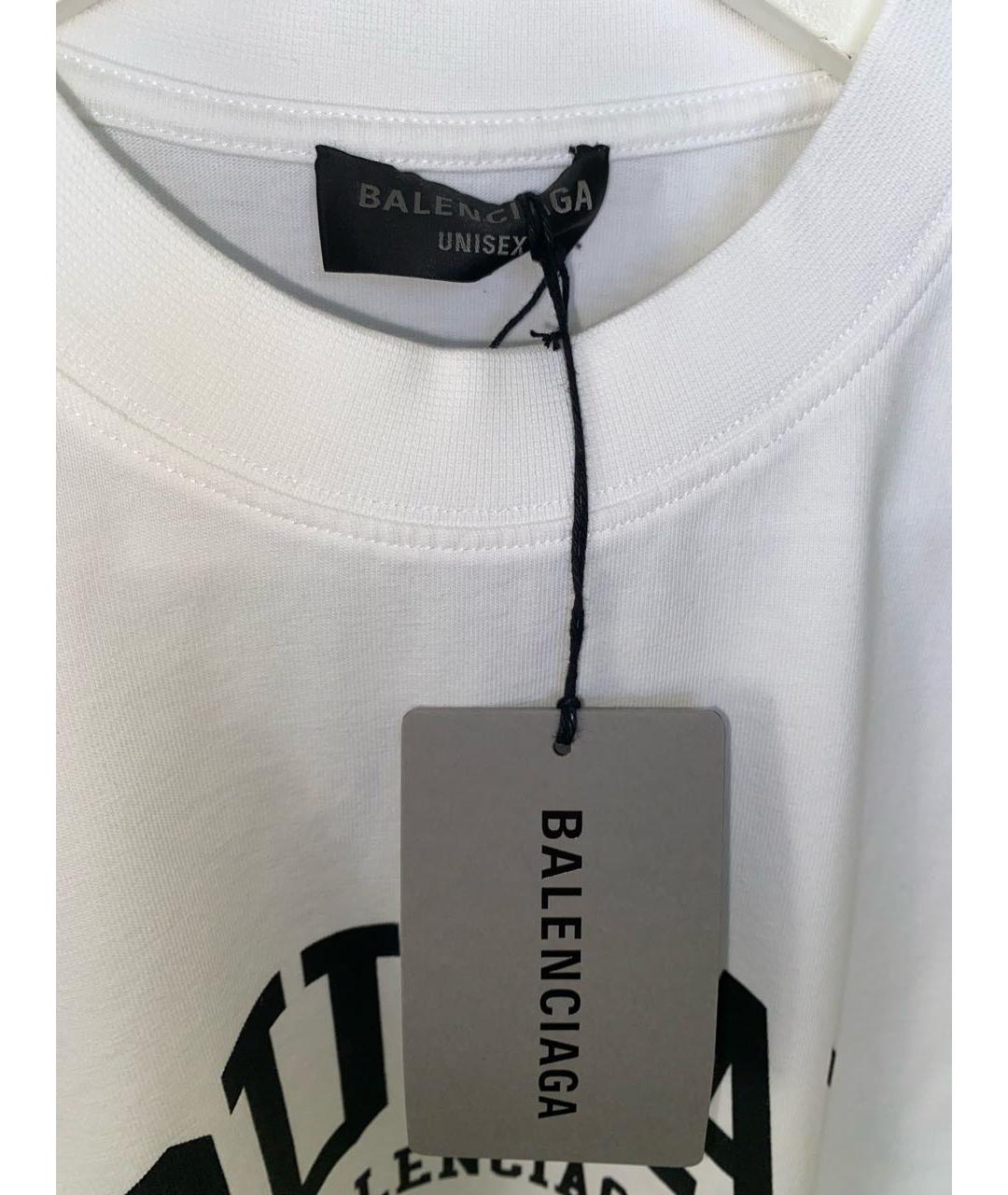 BALENCIAGA Белая хлопковая футболка, фото 5
