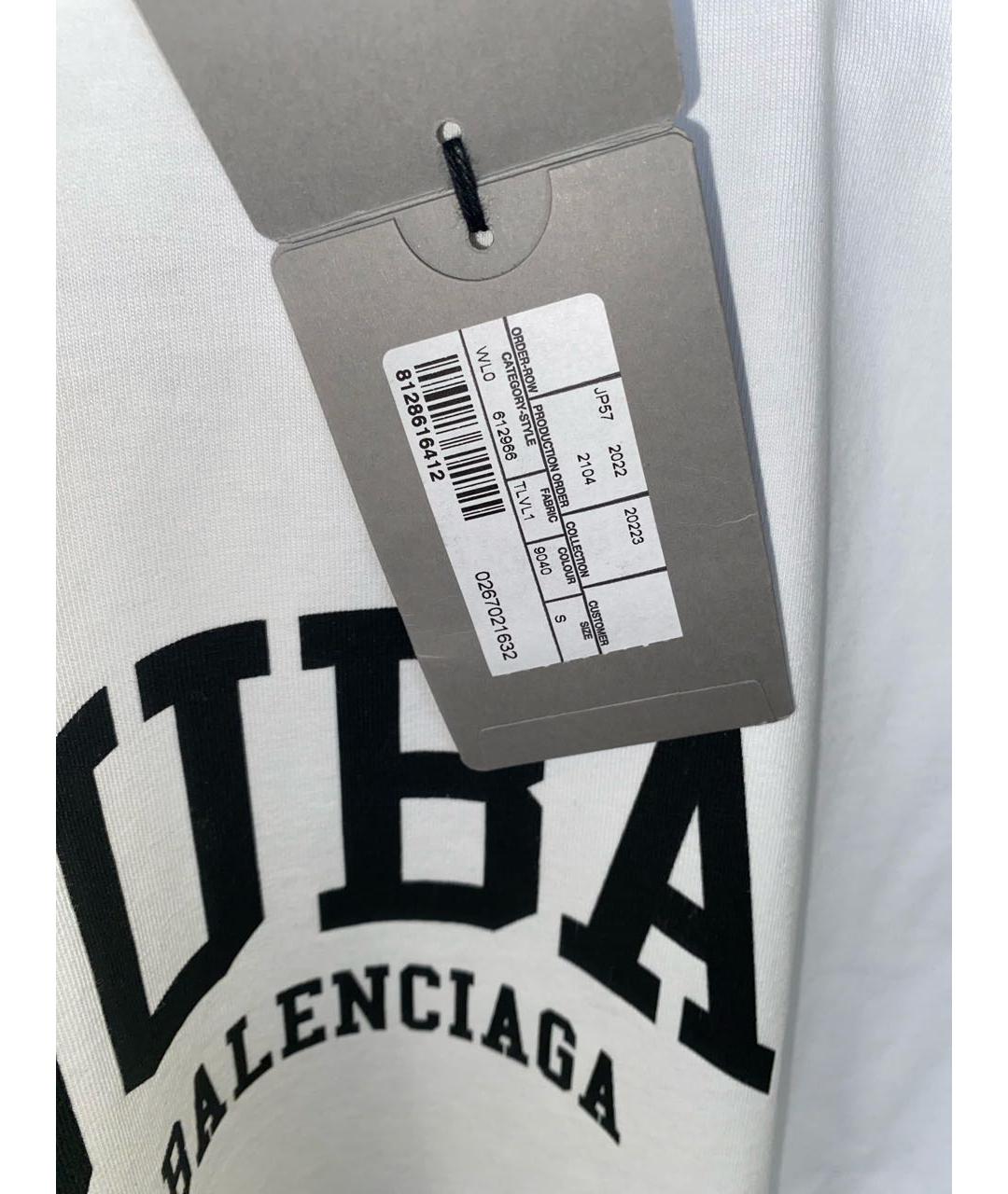 BALENCIAGA Белая хлопковая футболка, фото 6