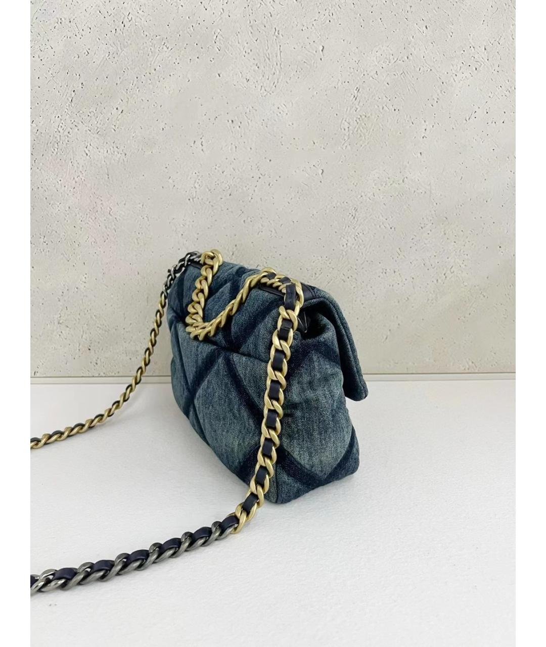 CHANEL Голубая деним сумка через плечо, фото 4