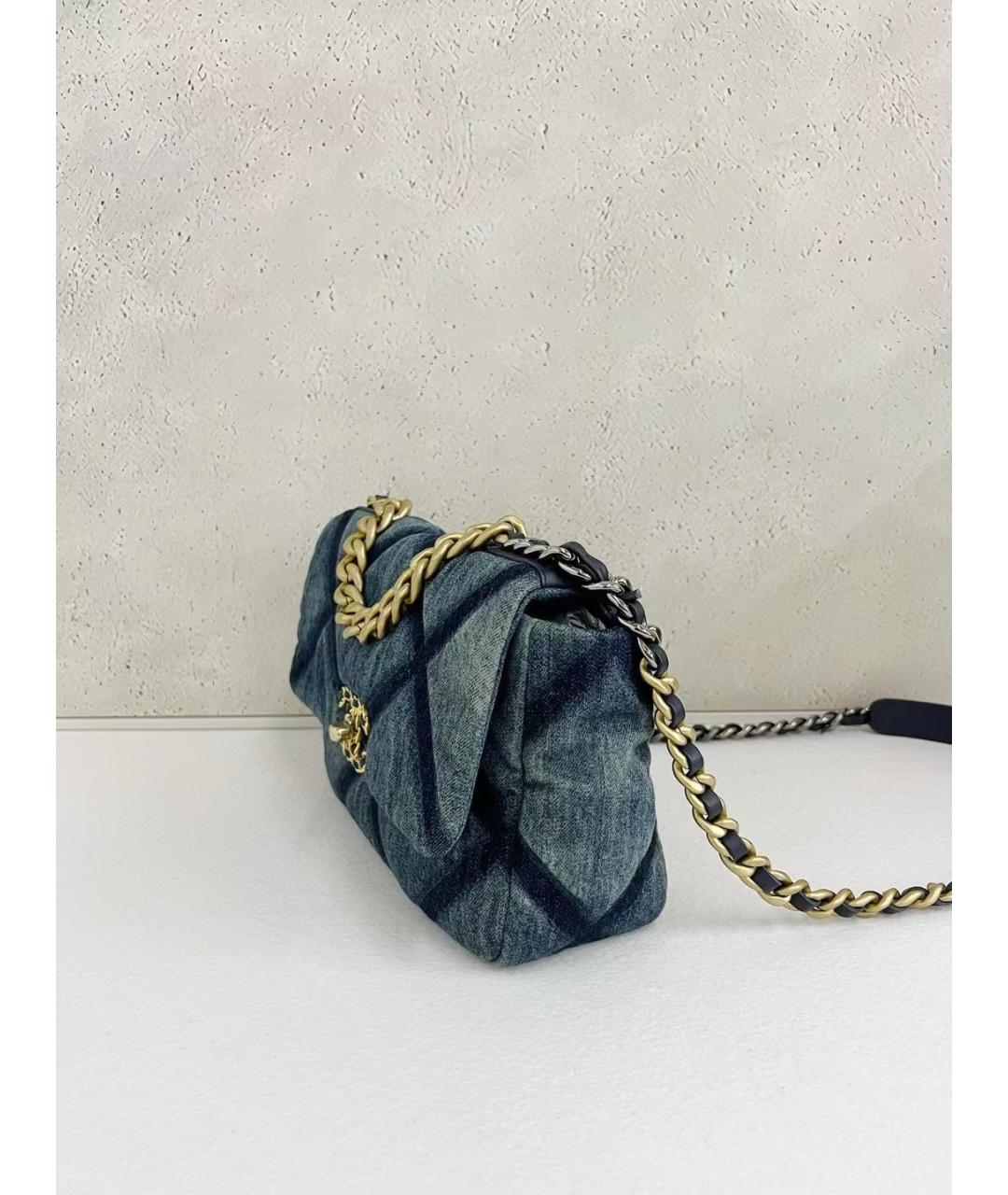 CHANEL Голубая деним сумка через плечо, фото 3