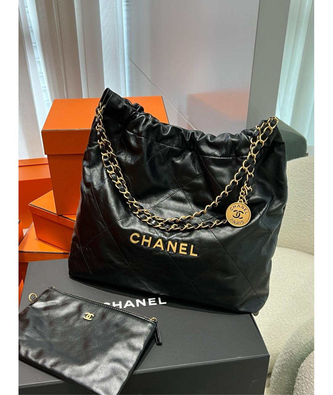 CHANEL Черная кожаная сумка через плечо, фото 8