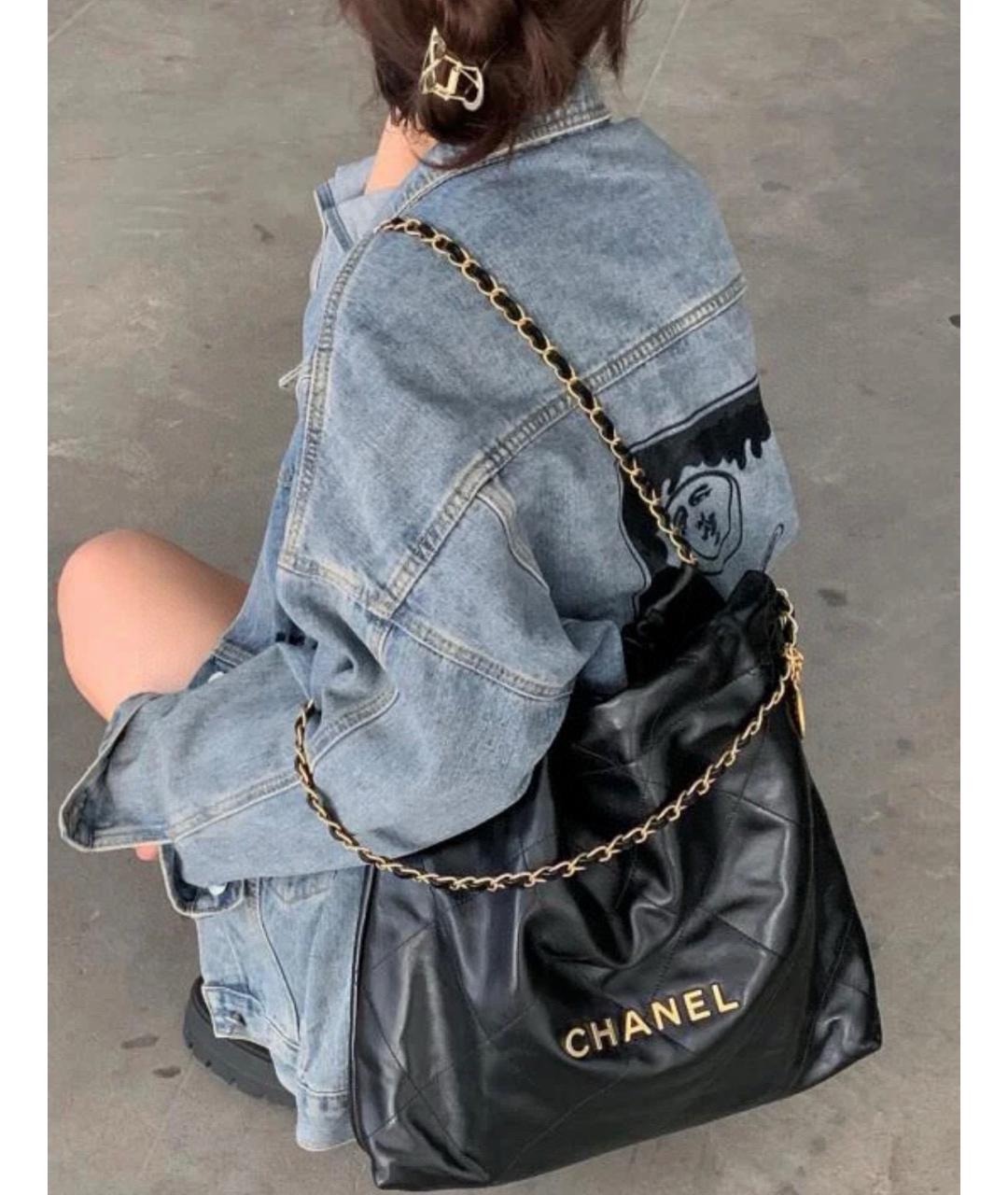 CHANEL Черная кожаная сумка через плечо, фото 6