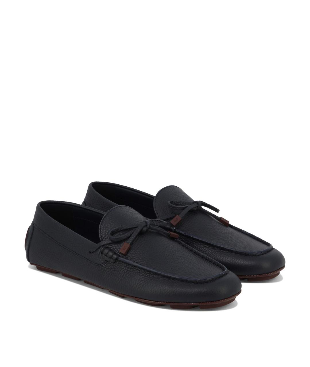 VALENTINO Синие кожаные мокасины, фото 2