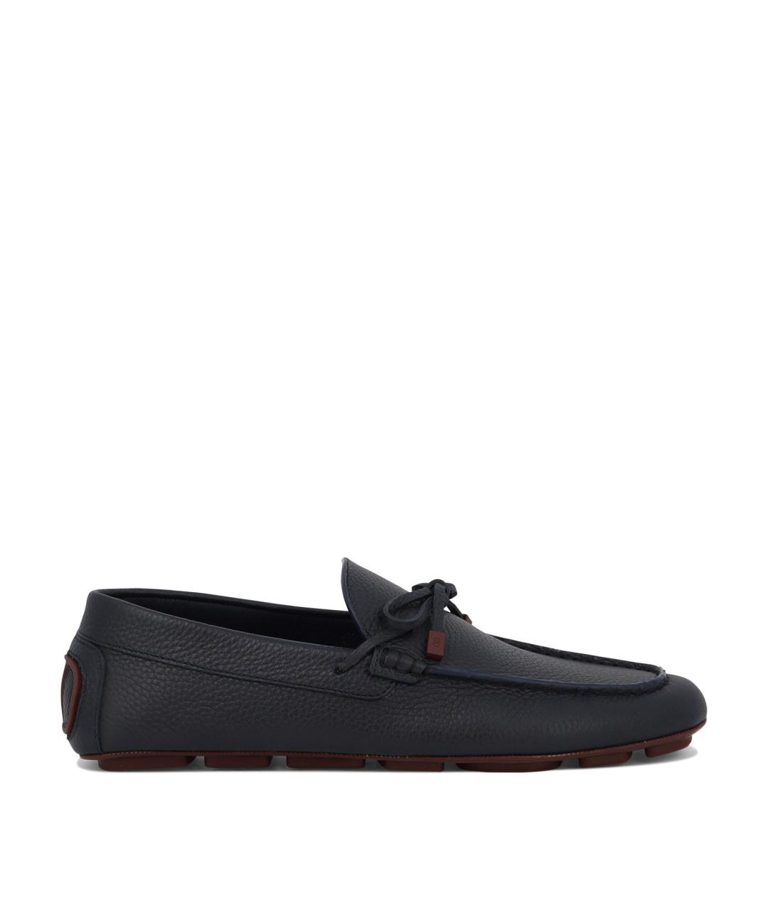 VALENTINO Синие кожаные мокасины, фото 1