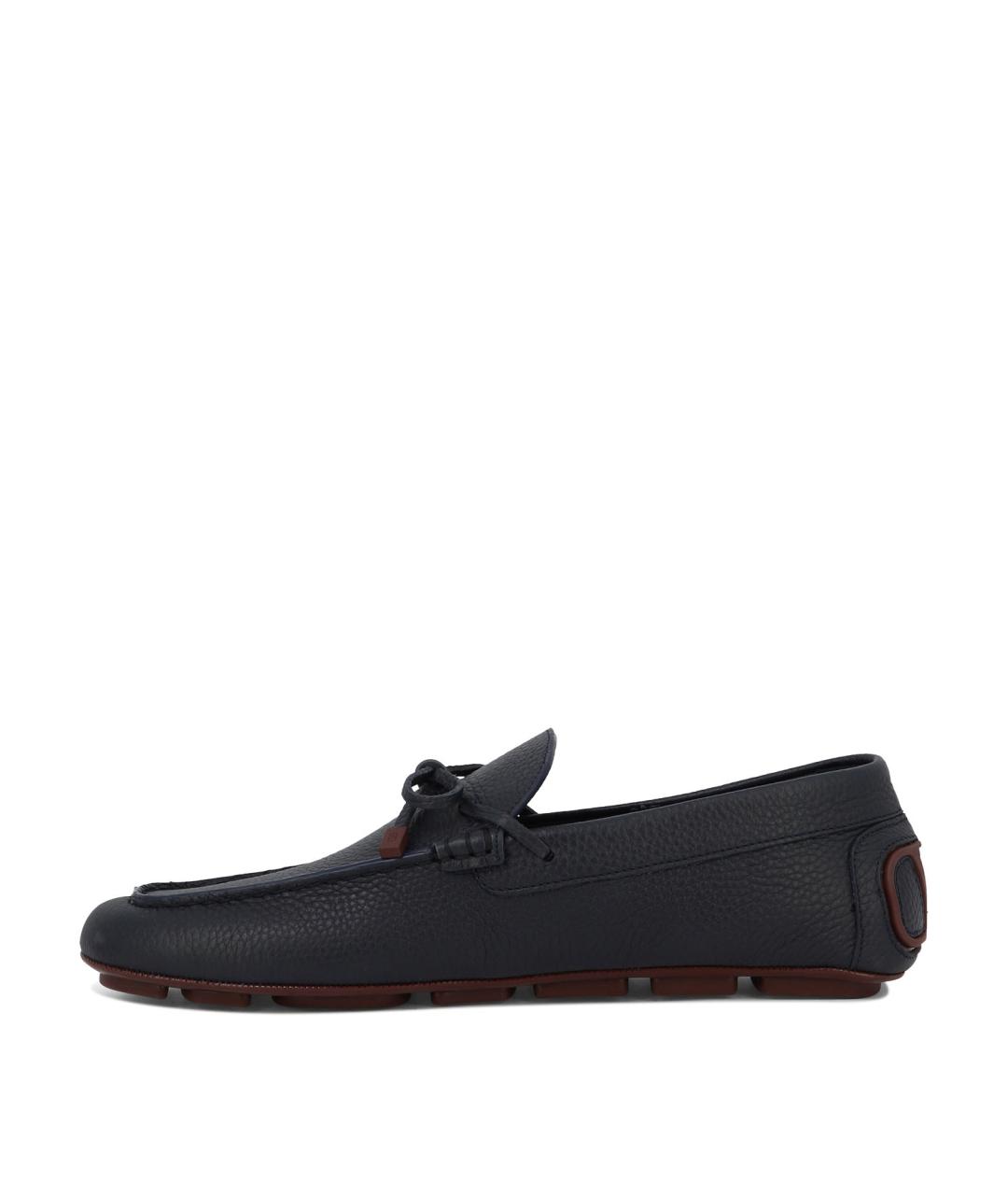 VALENTINO Синие кожаные мокасины, фото 3