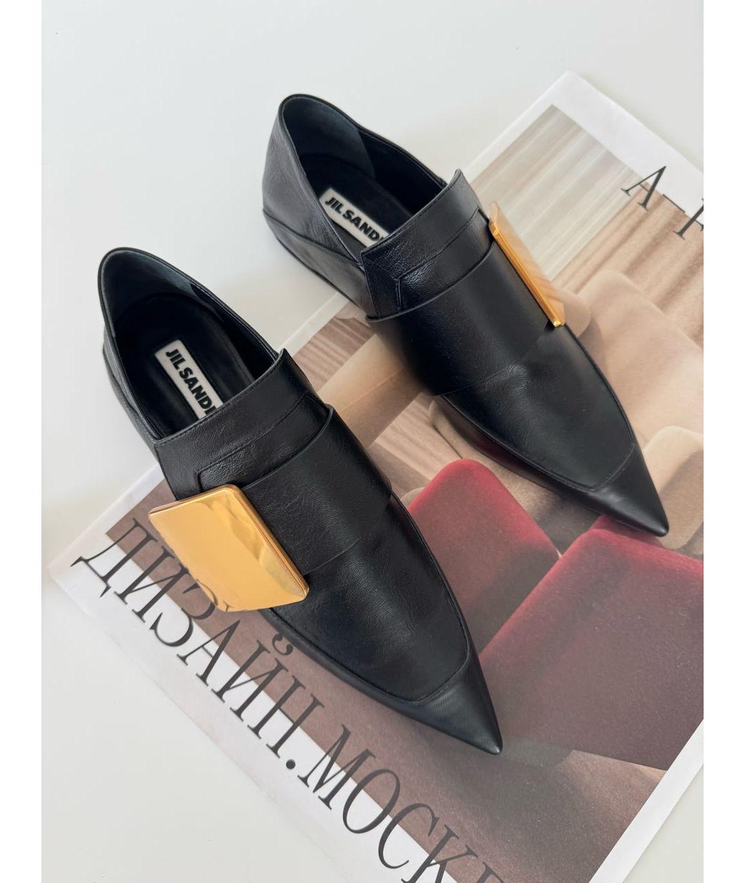 JIL SANDER Черные лоферы из лакированной кожи, фото 6
