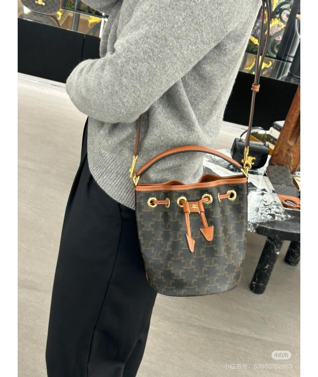 CELINE Коричневая сумка через плечо, фото 6