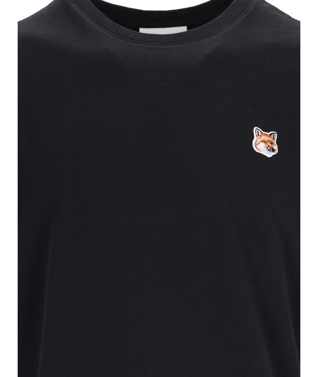 MAISON KITSUNE Черная хлопковая футболка, фото 3
