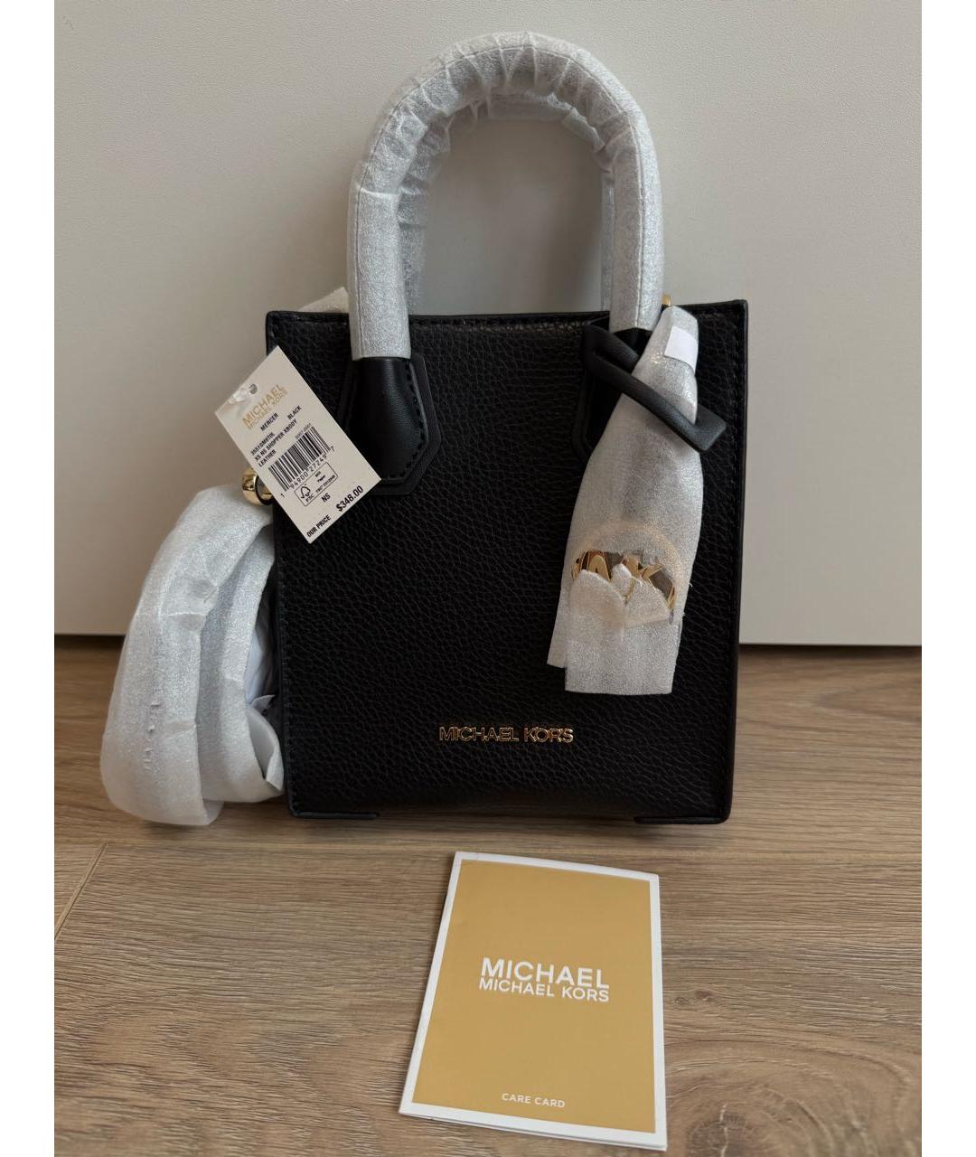 MICHAEL MICHAEL KORS Черная кожаная сумка через плечо, фото 7