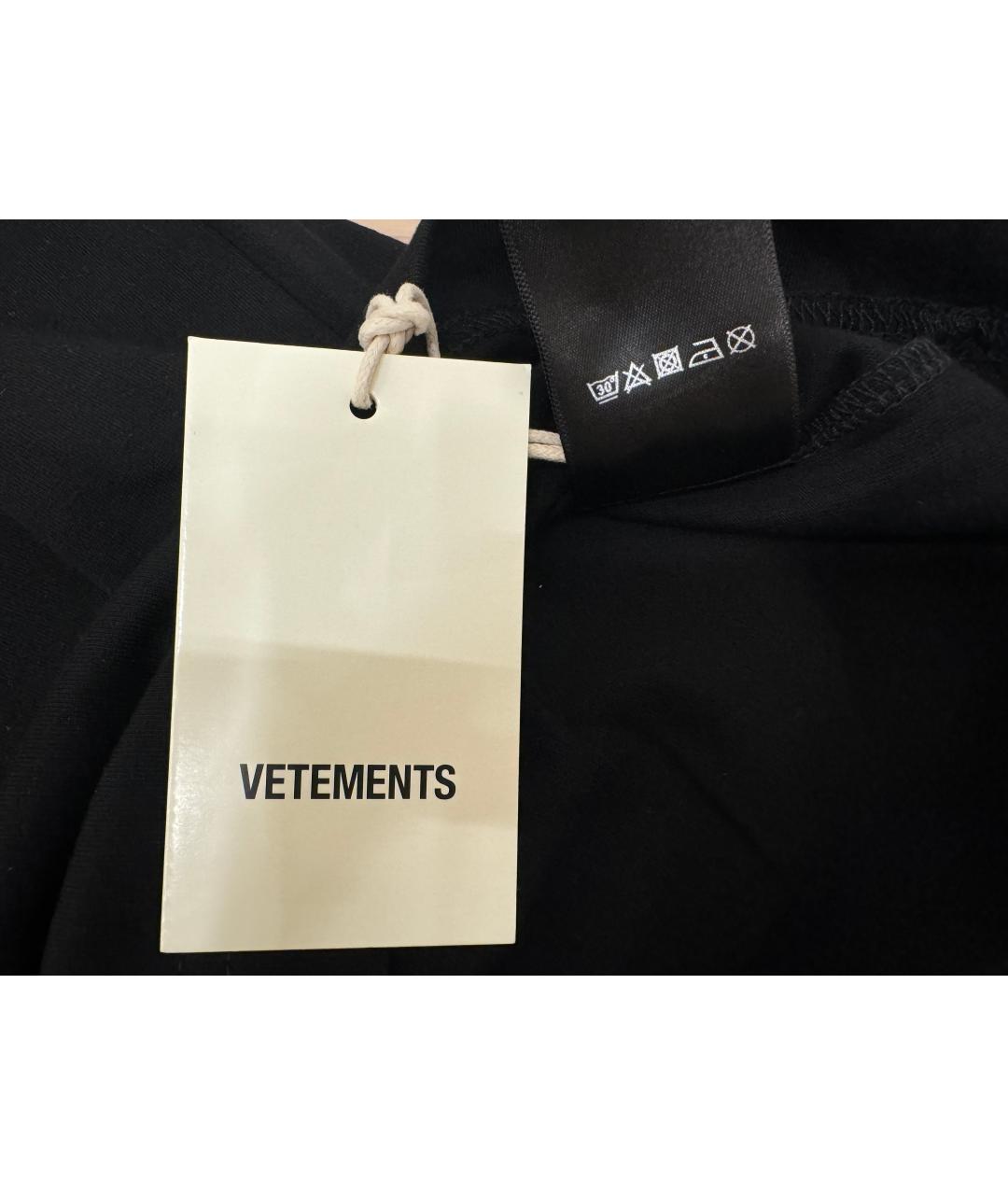 VETEMENTS Черная хлопковая футболка, фото 8