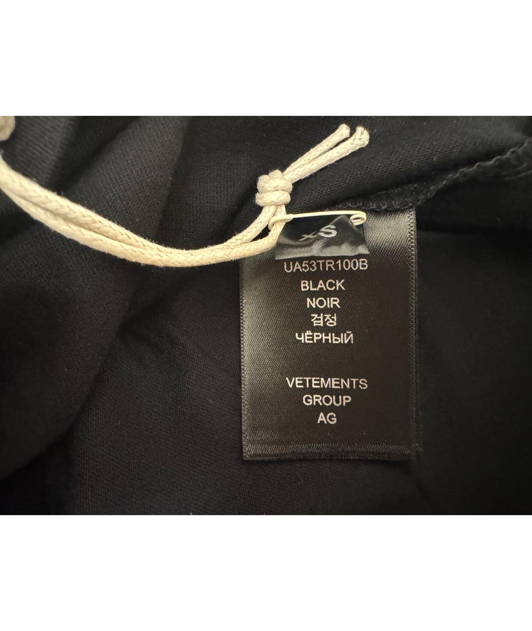 VETEMENTS Черная хлопковая футболка, фото 4