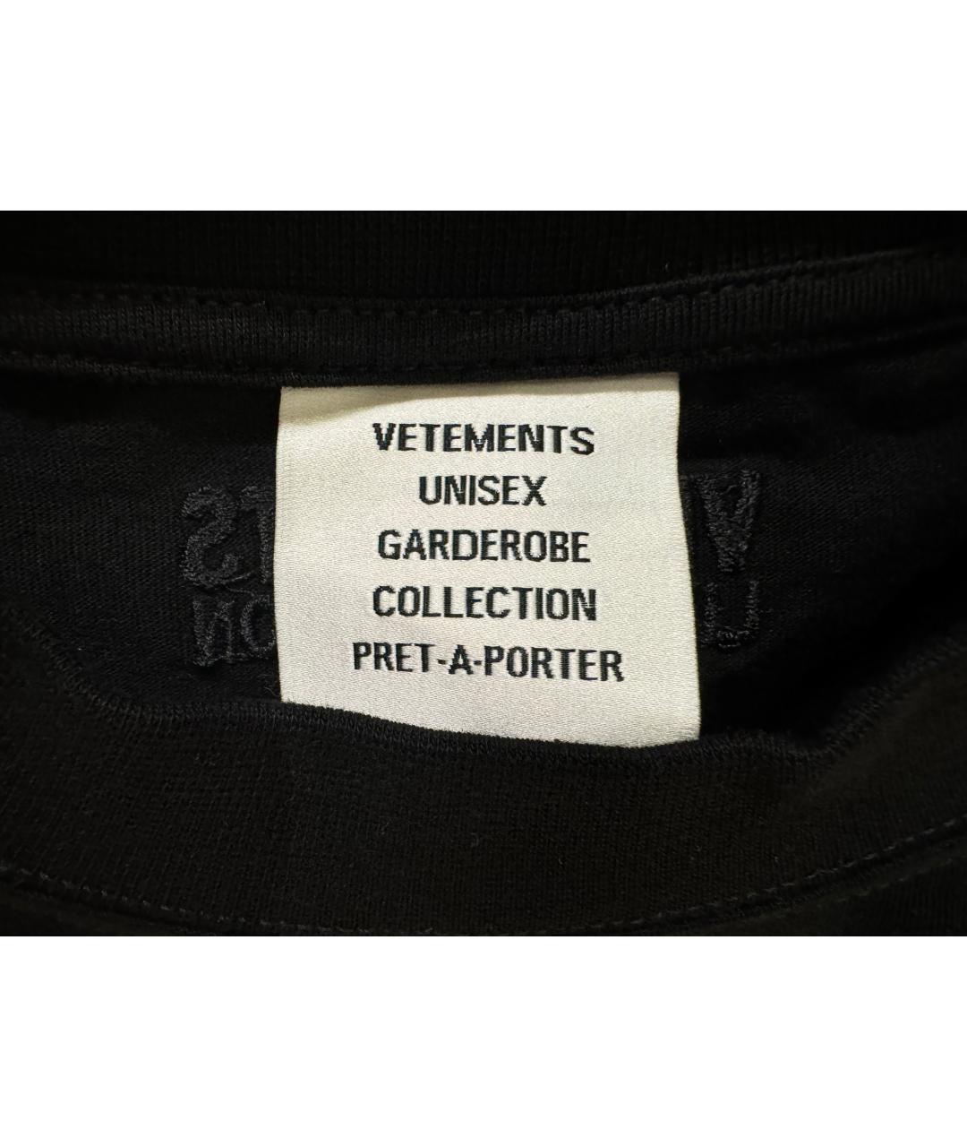 VETEMENTS Черная хлопковая футболка, фото 5