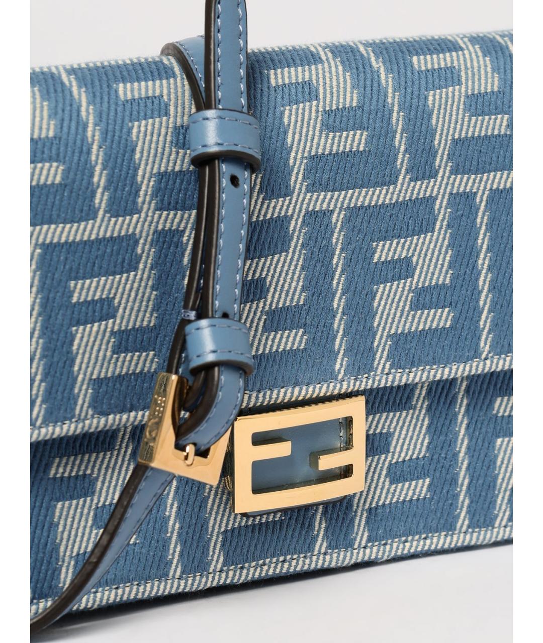 FENDI Голубая тканевая сумка через плечо, фото 4