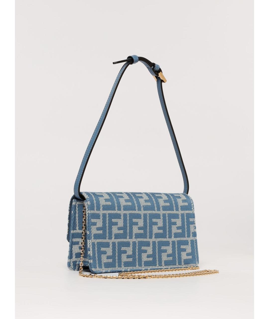 FENDI Голубая тканевая сумка через плечо, фото 2