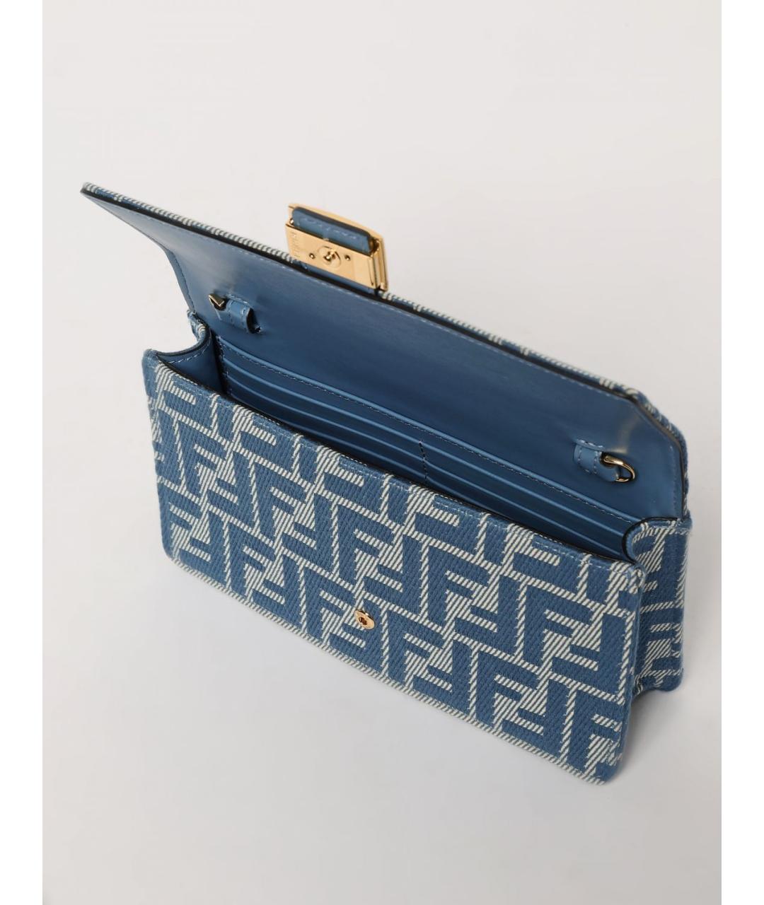 FENDI Голубая тканевая сумка через плечо, фото 5