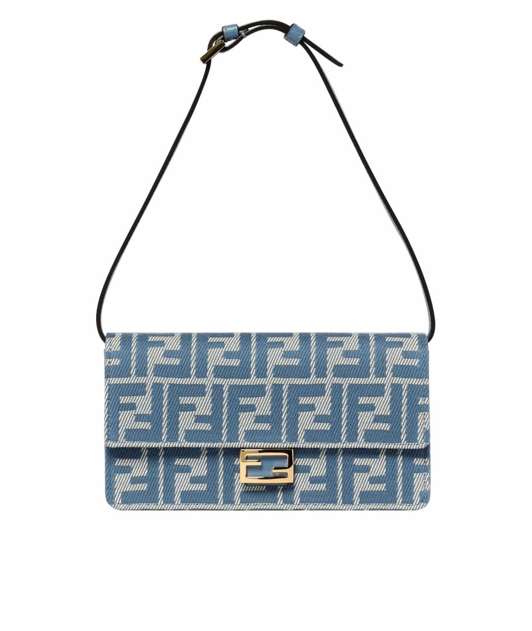 FENDI Голубая тканевая сумка через плечо, фото 1