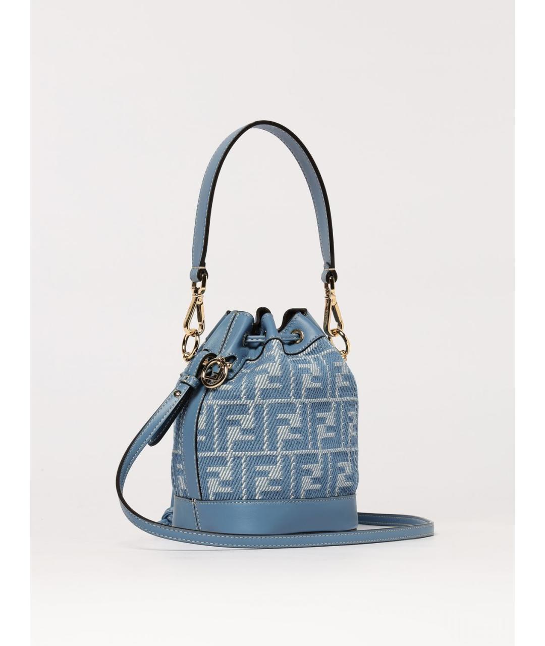 FENDI Голубая тканевая сумка через плечо, фото 2
