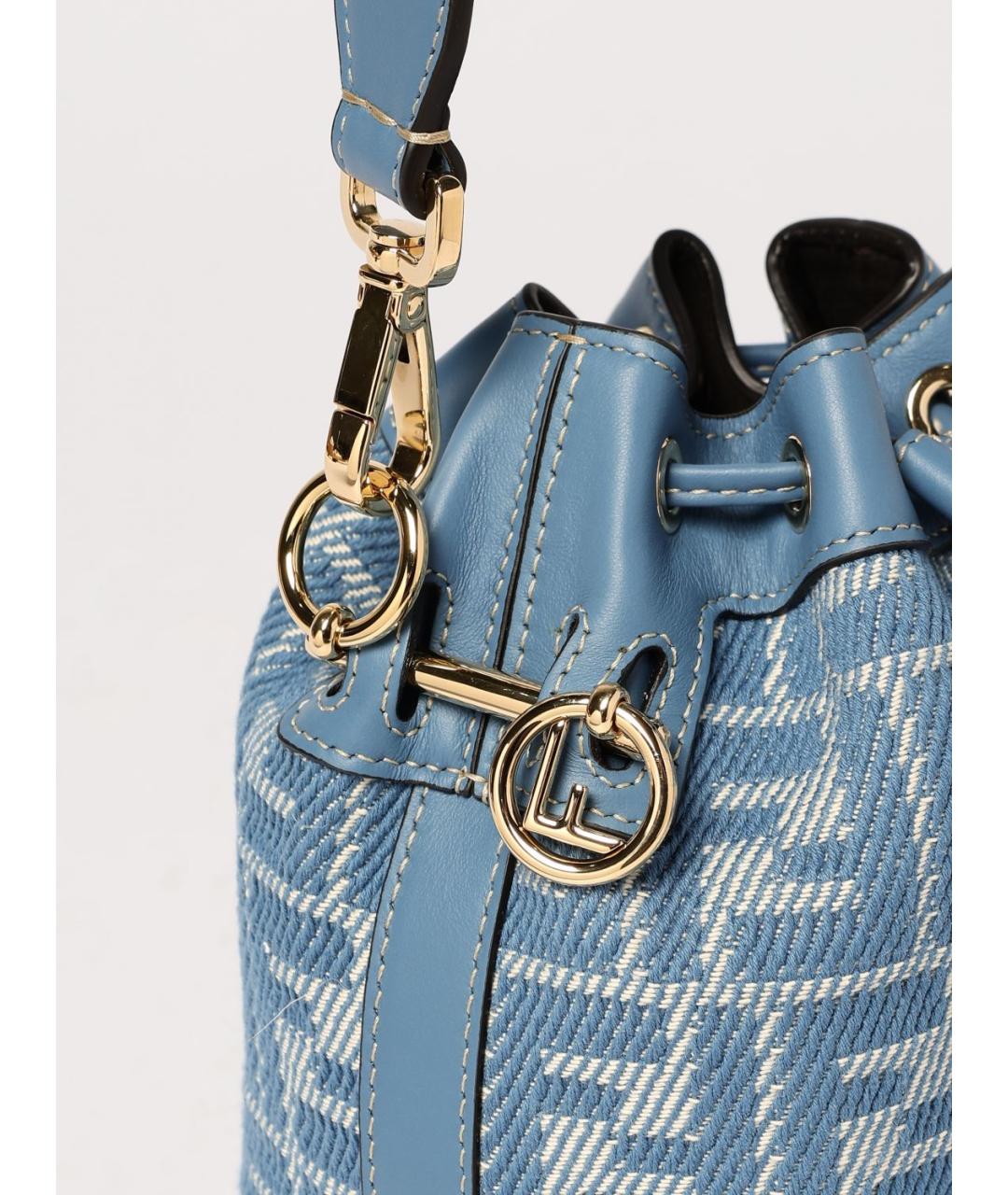FENDI Голубая тканевая сумка через плечо, фото 4