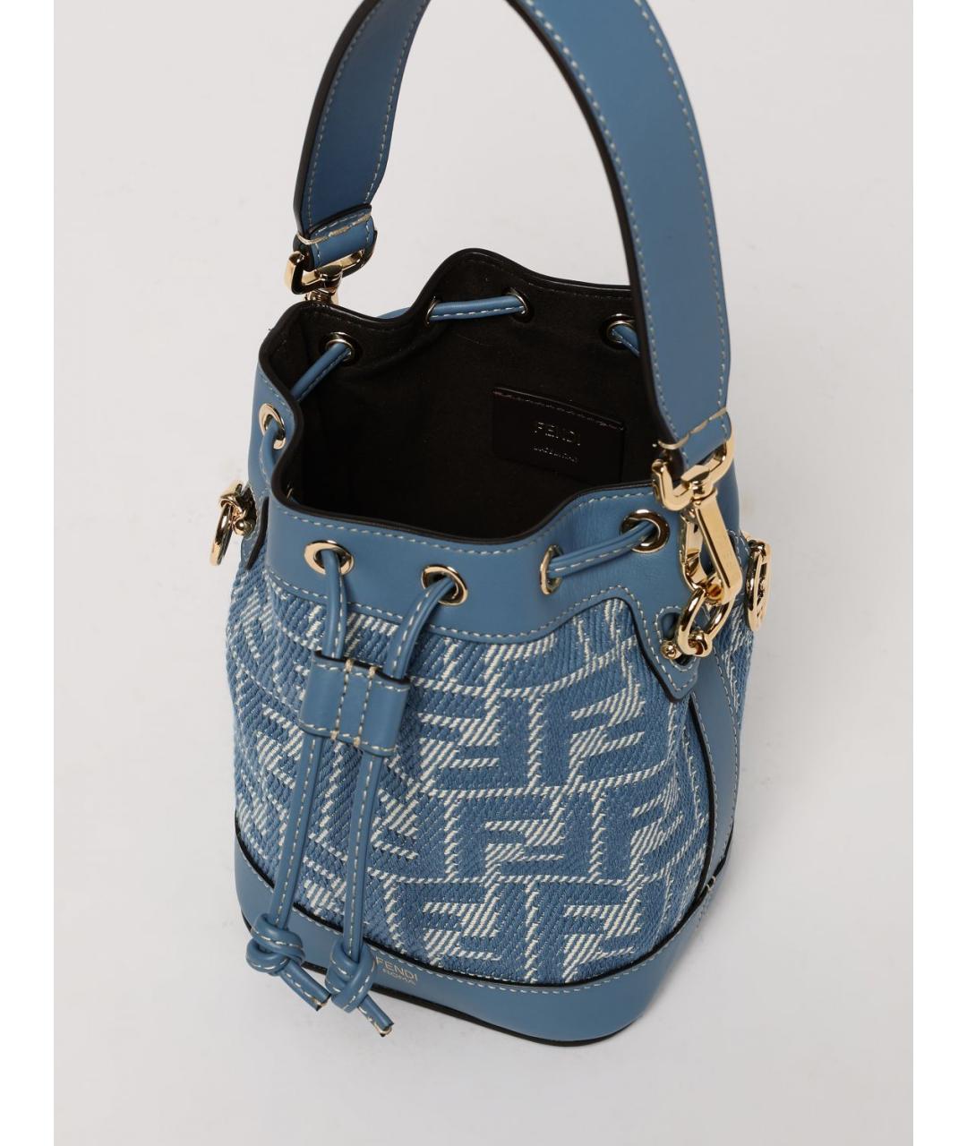 FENDI Голубая тканевая сумка через плечо, фото 5
