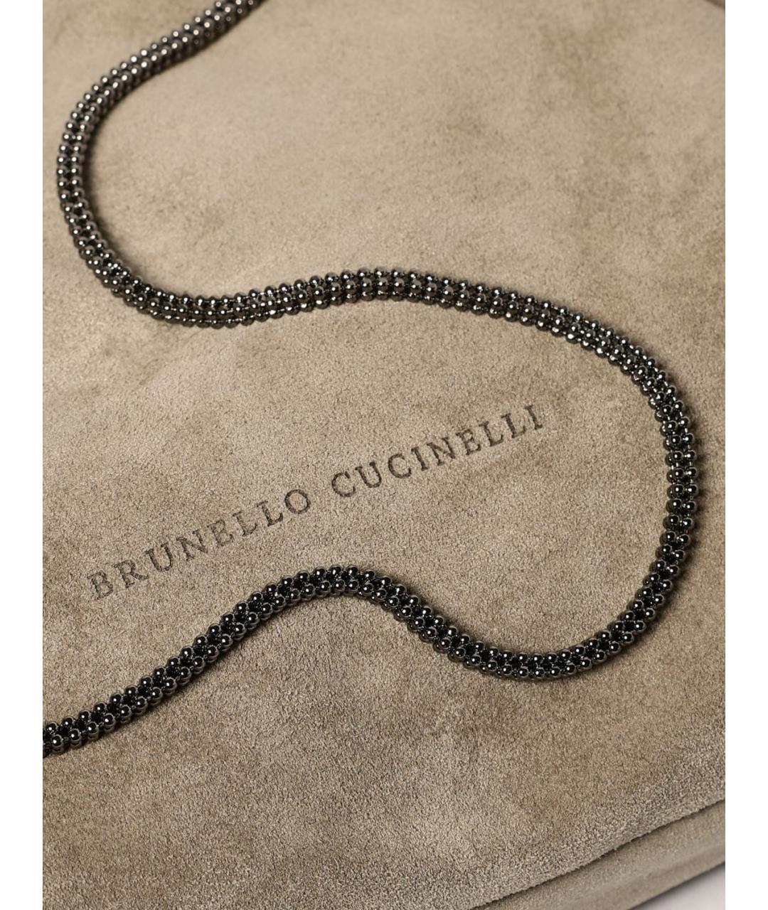 BRUNELLO CUCINELLI Бежевая кожаная сумка через плечо, фото 4