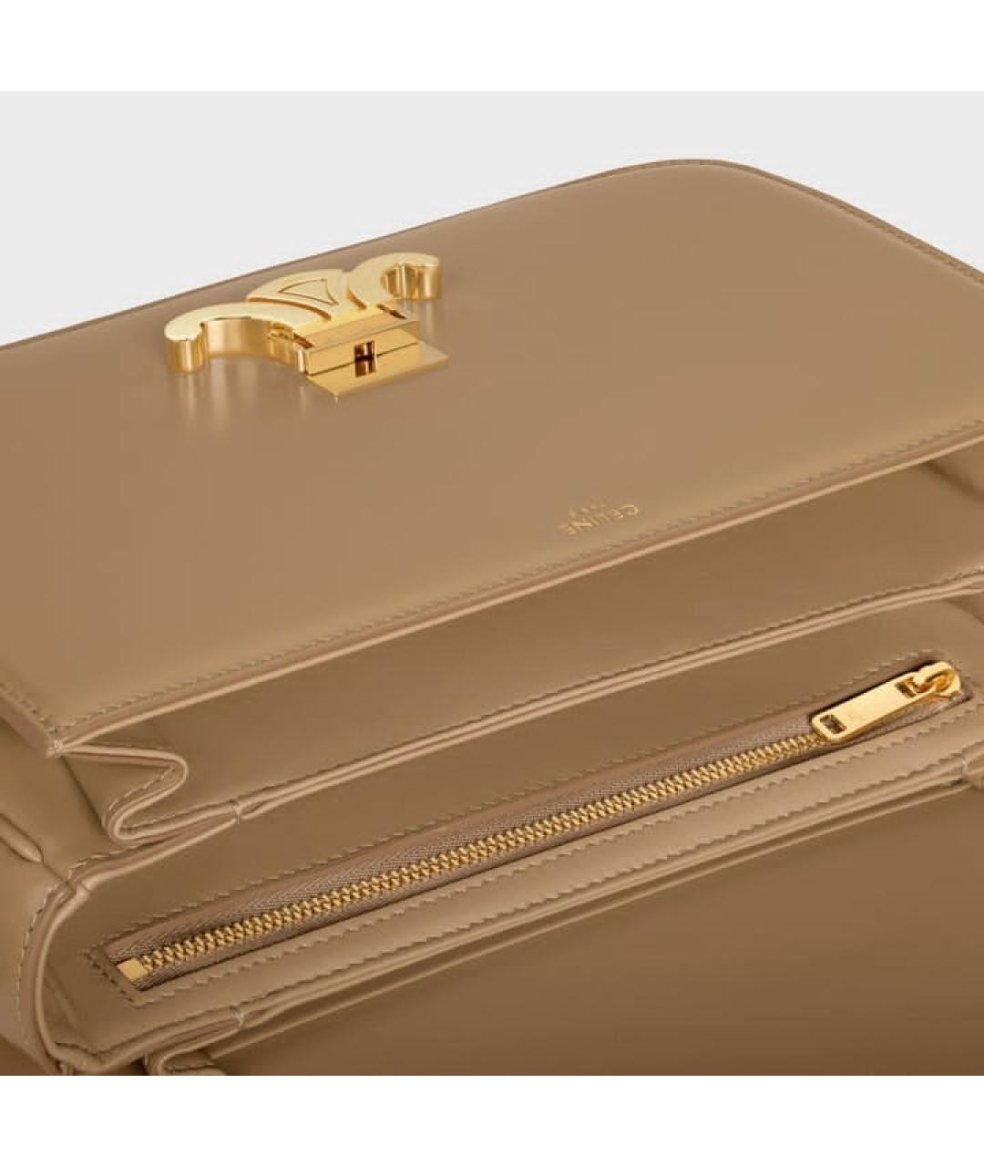 CELINE Бежевая кожаная сумка через плечо, фото 4