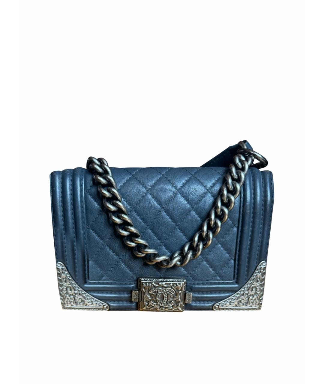 CHANEL Темно-синяя кожаная сумка через плечо, фото 1