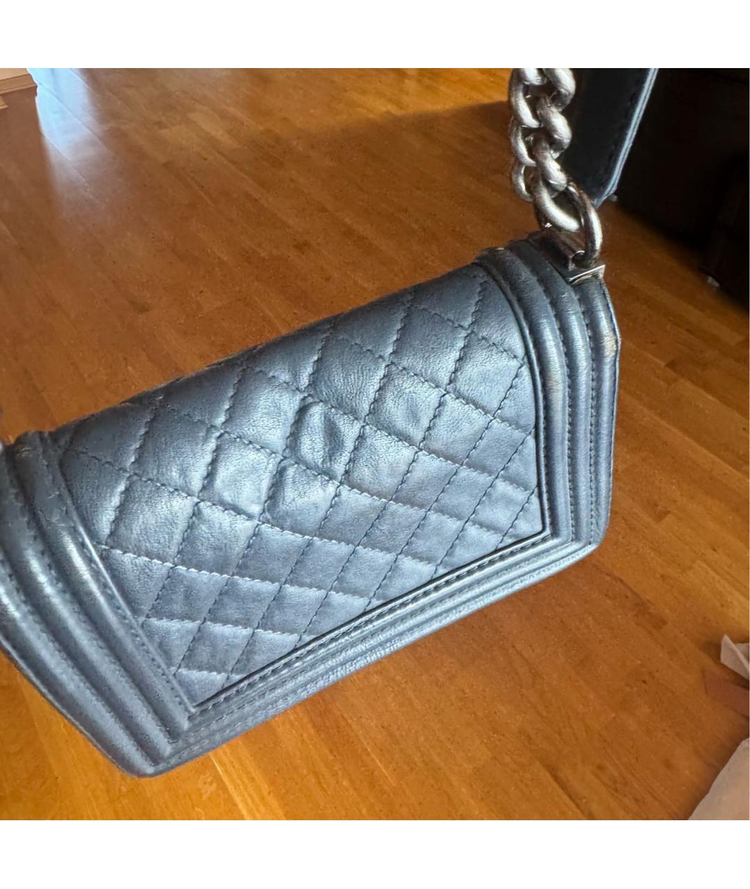 CHANEL Темно-синяя кожаная сумка через плечо, фото 6